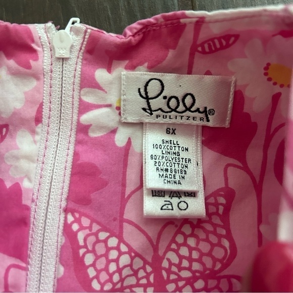 VTG Lilly Pulitzer Girls Butterfly Daisy Sleeveless Shift Dress Sz 6X Girls - Picture 5 of 5